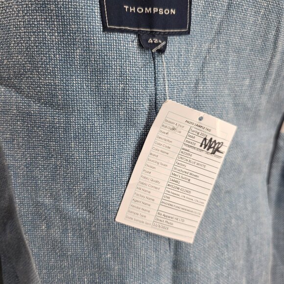 J.Crew Mens $398 Slim-fit Thompson linen Blend Blue suit jacket Size 42R BH230 - Picture 9 of 14